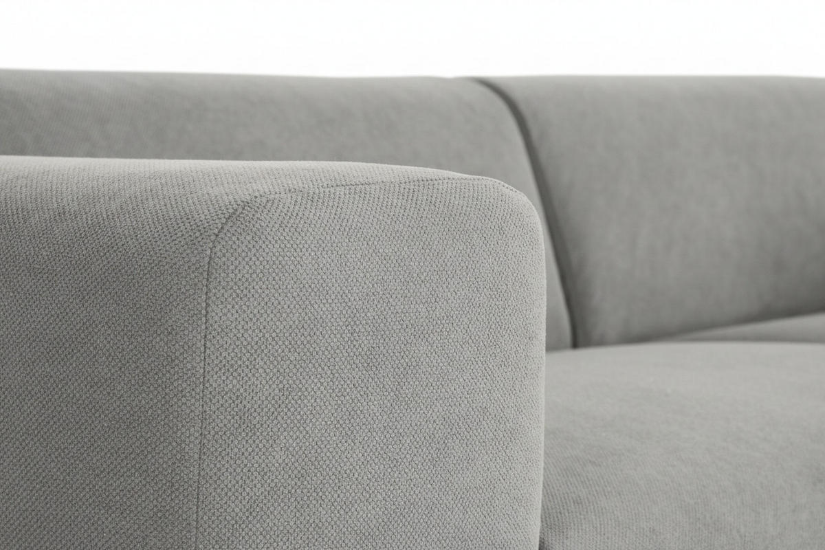 3-SITZER-SOFA MANNE Struktur Hellgrau  - Hellgrau/Schwarz, Design, Kunststoff/Textil (266/76/116cm) - MID.YOU