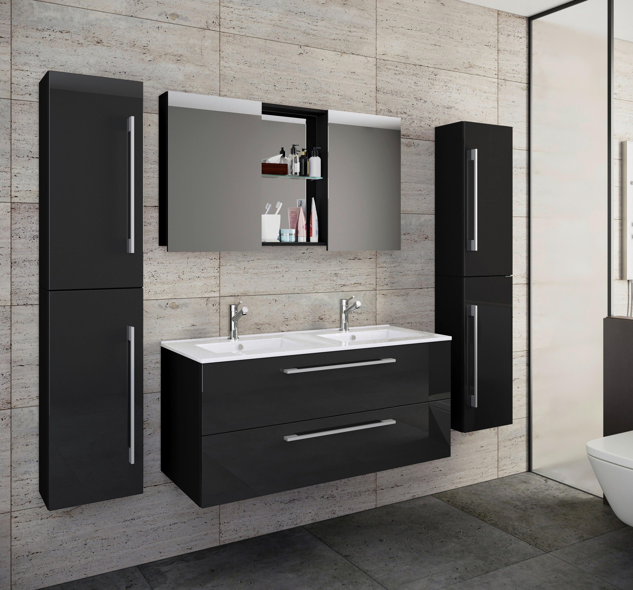 BADRUM 178 cm - vit/aluminiumfärg, Modern, metall/trämaterial (178cm) - MID.YOU