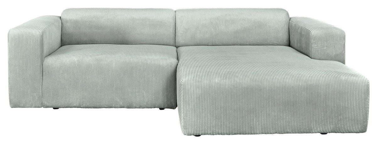 ECKSOFA BASMA in Cord Grau  298/175 cm  - Schwarz/Grau, Design, Kunststoff/Textil (298/175cm) - P & B