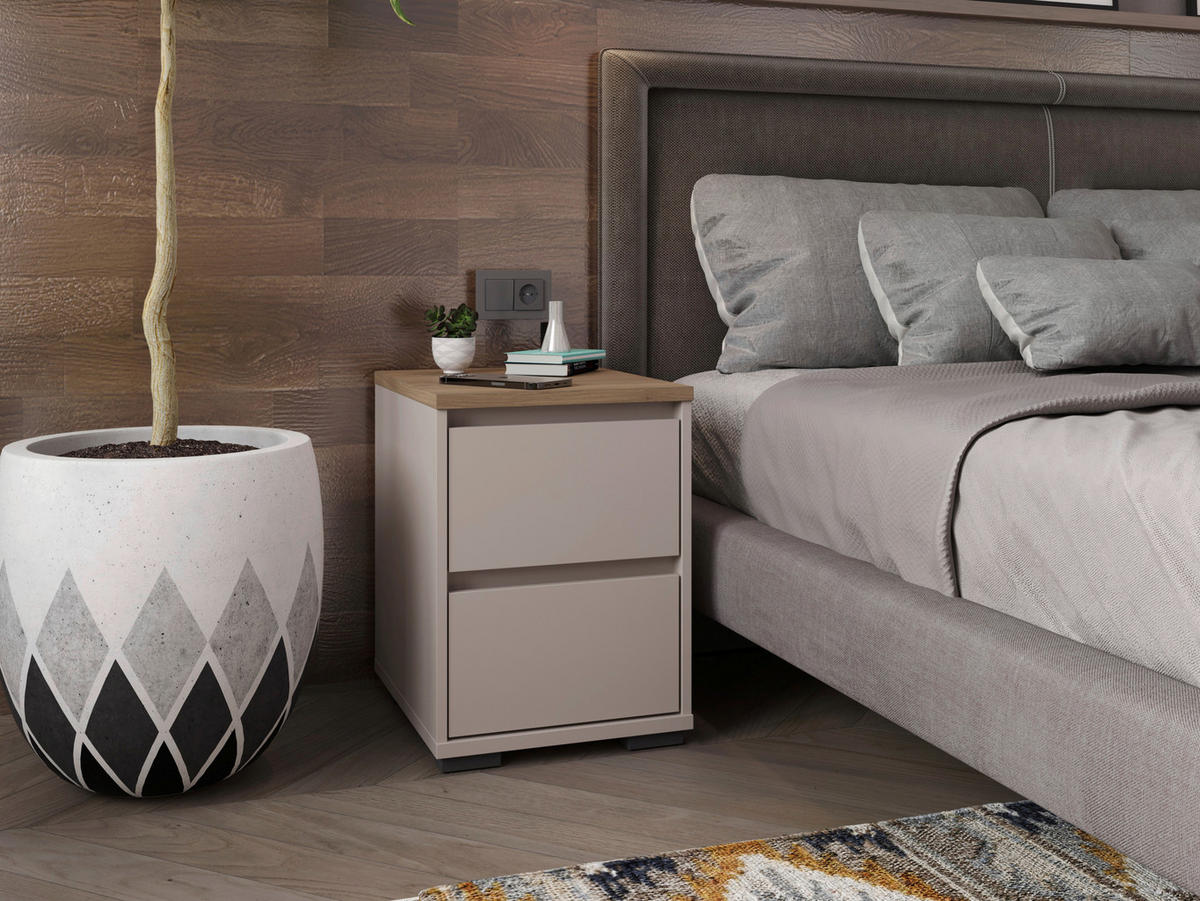 NACHTSCHRANK 40,1/54,8/48 cm  - Kaschmir/Eichefarben, Design, Holzwerkstoff/Kunststoff (40,1/54,8/48cm) - Carryhome