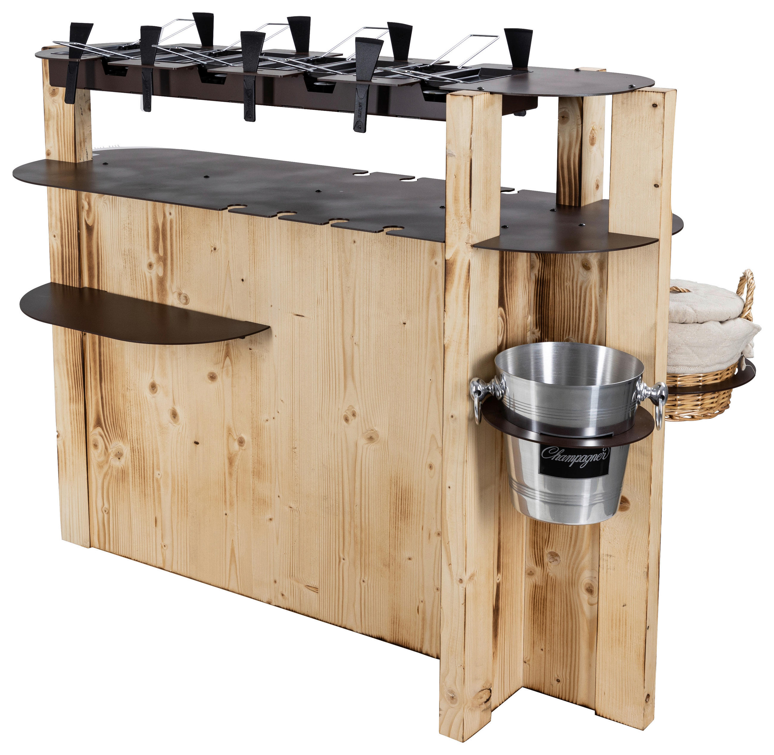 RACLETTE-GRILL  - Hellbraun, Design, Holz/Metall (115/90/40cm) - Nouvel