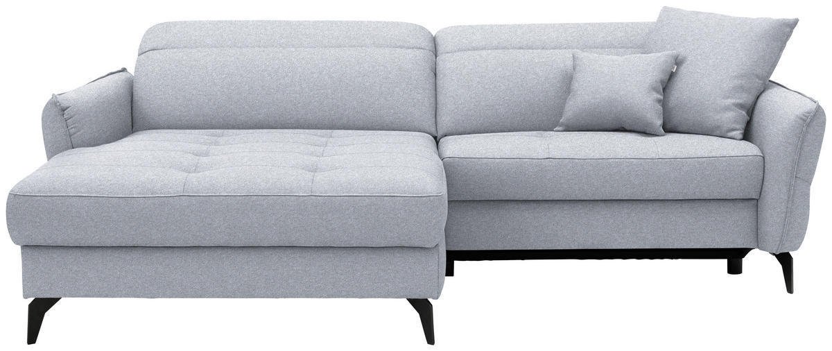 ECKSOFA MANTA in Flachgewebe Hellgrau  175/246 cm  - Hellgrau/Schwarz, Design, Textil/Metall (175/246cm) - Celina