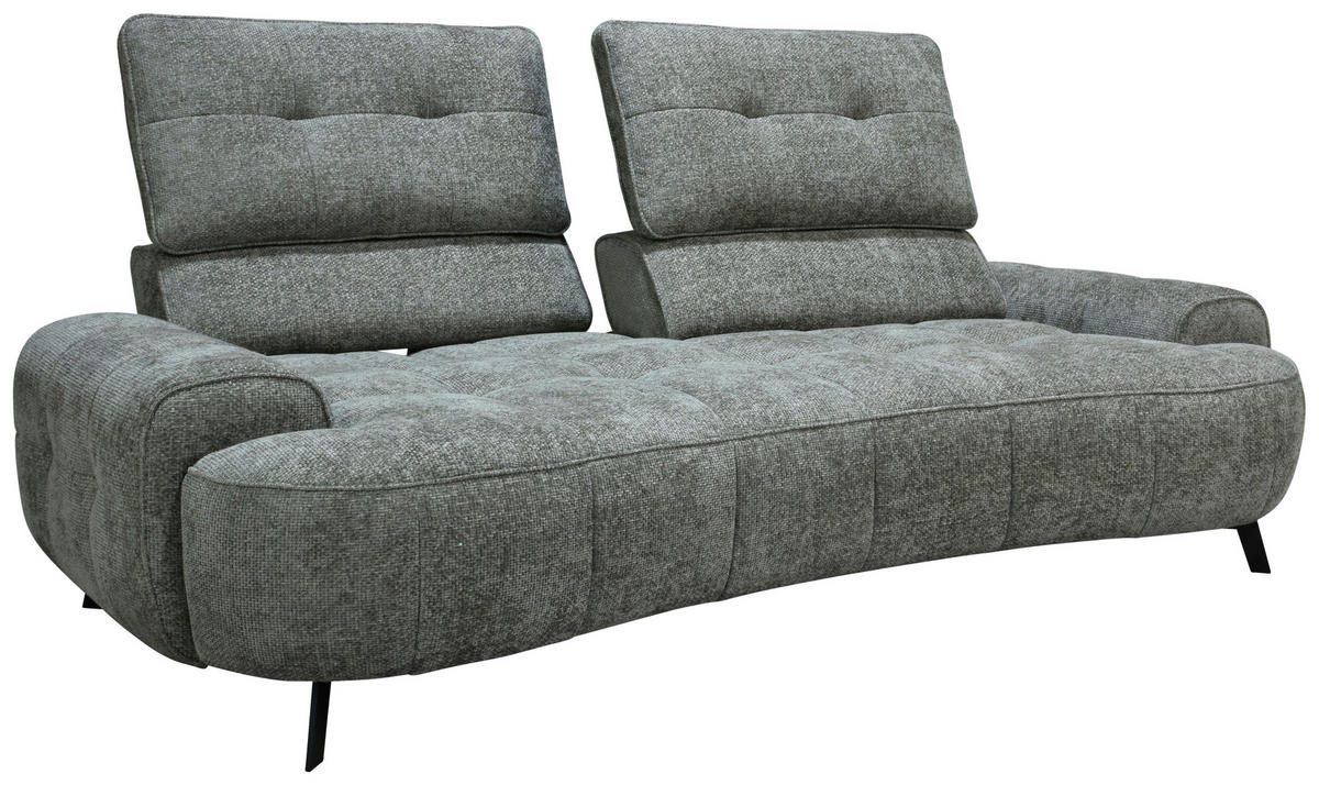 2-SITZER-SOFA Chenille Grau  - Schwarz/Grau, Design, Kunststoff/Textil (230/84/104/111/122cm) - Livetastic