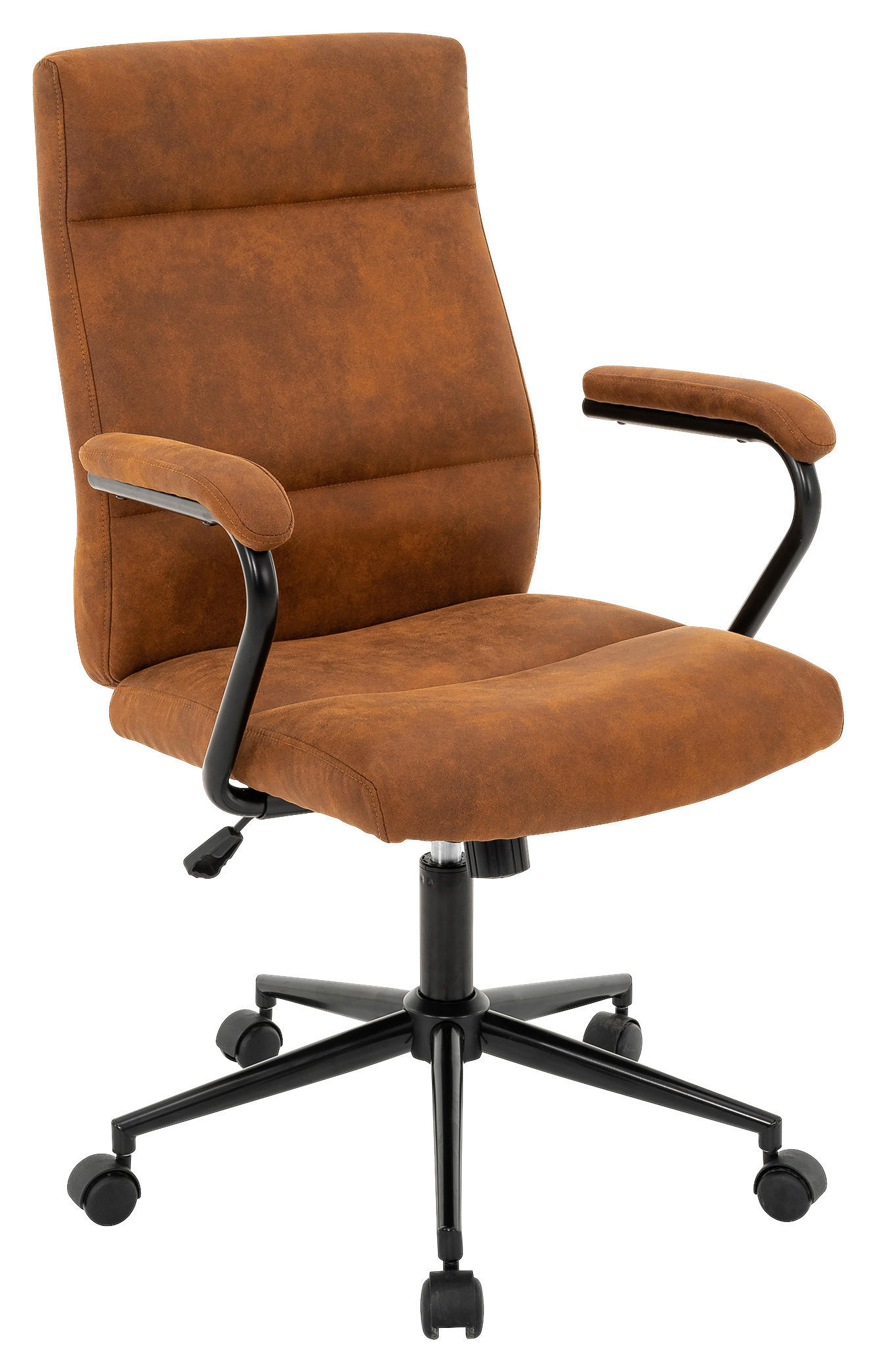 Scaun Rotativ, țesătură, negru, caramel