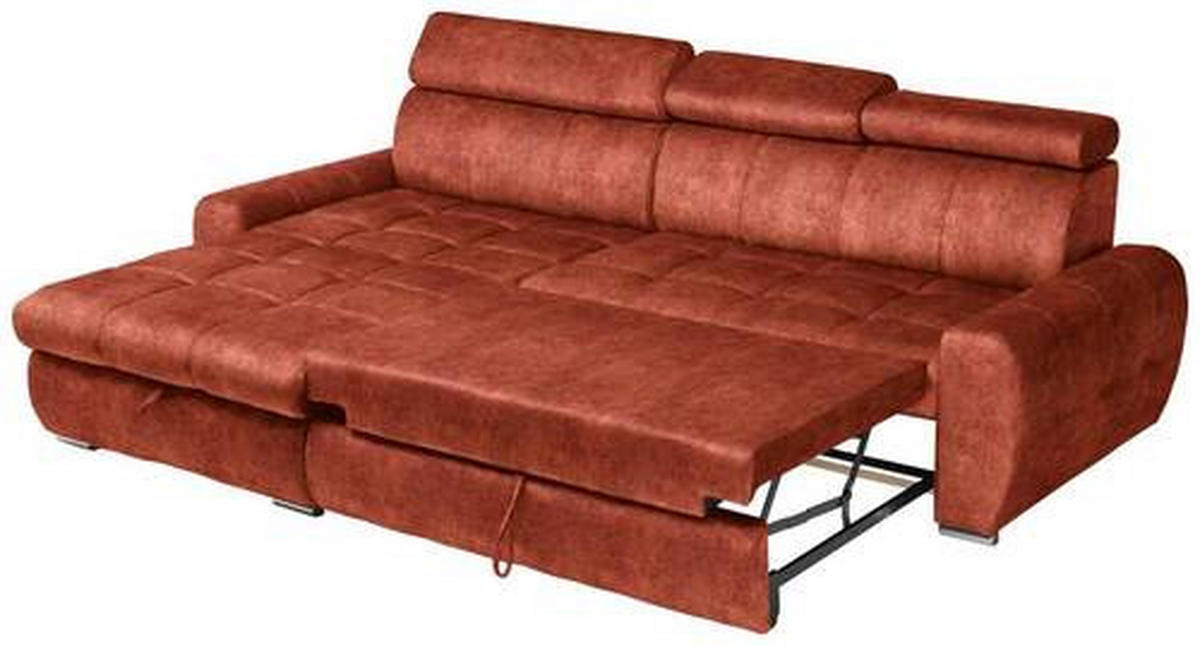 ECKSOFA in Velours Rostfarben  173/276 cm  - Chromfarben/Rostfarben, Design, Kunststoff/Textil (173/276cm) - Stylife