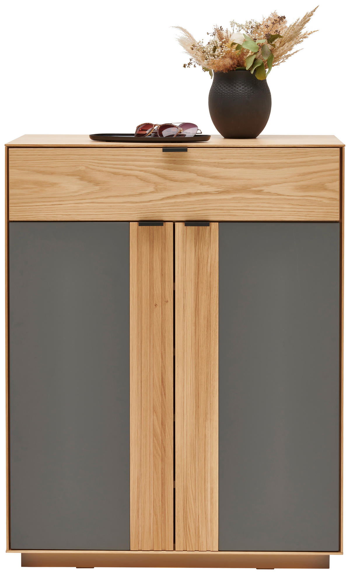 SCHUHSCHRANK 85/105/42 cm  - Eichefarben/Schwarz, Natur, Holz/Holzwerkstoff (85/105/42cm) - Linea Natura