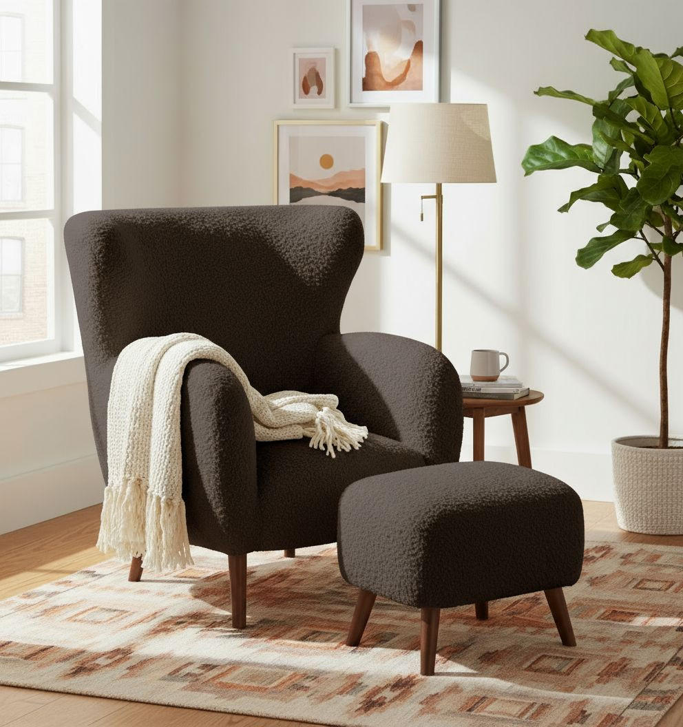 SESSEL in Teddystoff Braun  - Kastanienfarben/Braun, Design, Holz/Textil (90/98/88cm) - Livetastic