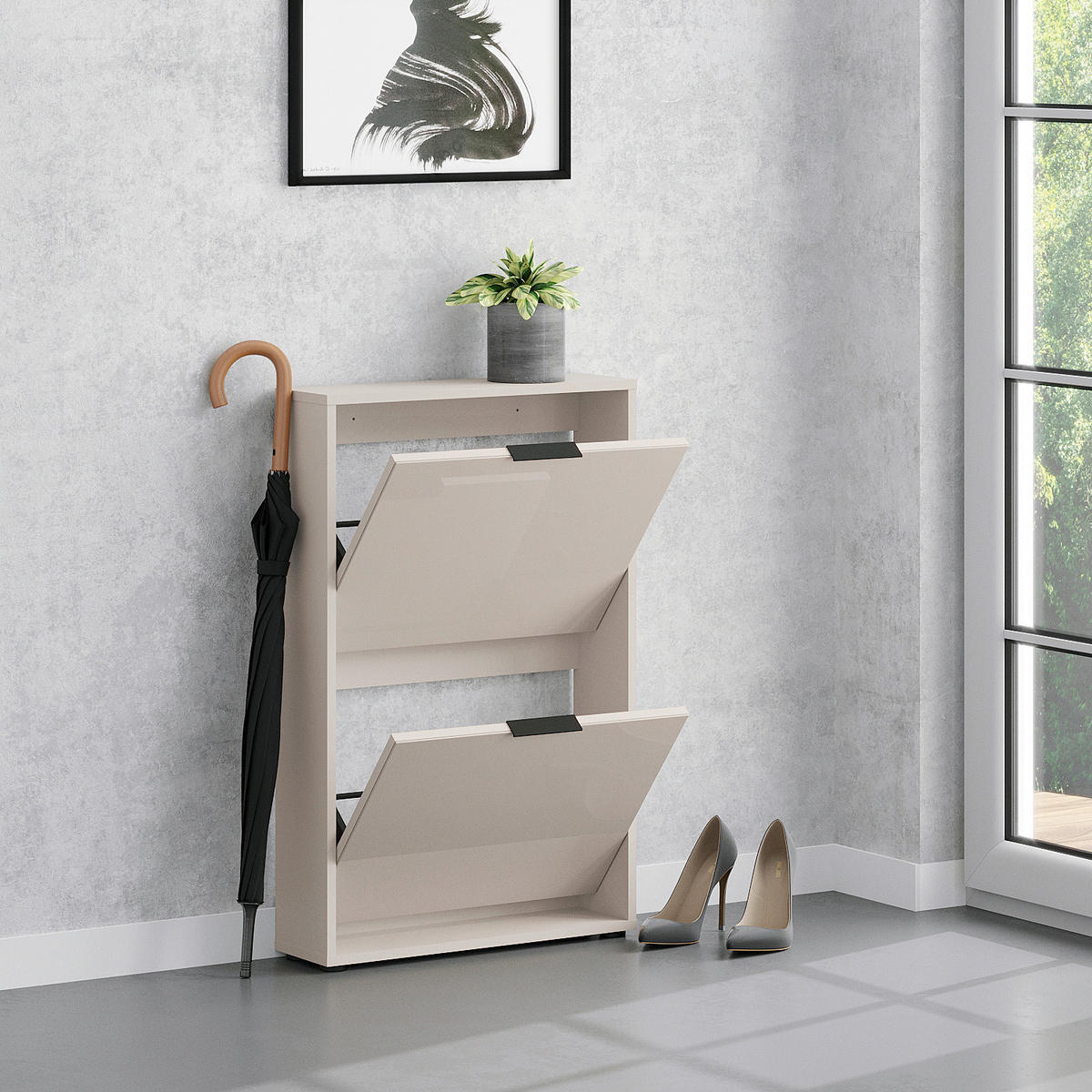 SCHUHKIPPER - Kaschmir/Schwarz, MODERN, Glas/Holzwerkstoff (60/93/17cm) - Boxxx