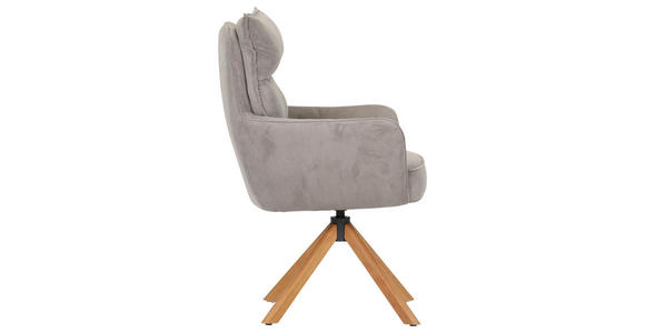 ARMLEHNSTUHL  Stoffauswahl, Sitzfläche 360° drehbar, automatische Rückholfunktion Cord  - Taupe/Eichefarben, Design, Holz/Textil (60/95/62cm) - Novel