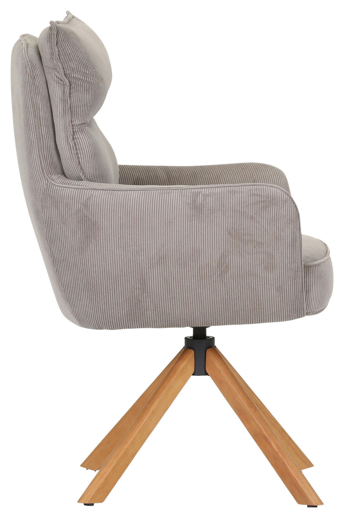 ARMLEHNSTUHL  Stoffauswahl, Sitzfläche 360° drehbar, automatische Rückholfunktion Cord  - Taupe/Eichefarben, Design, Holz/Textil (60/95/62cm) - Novel