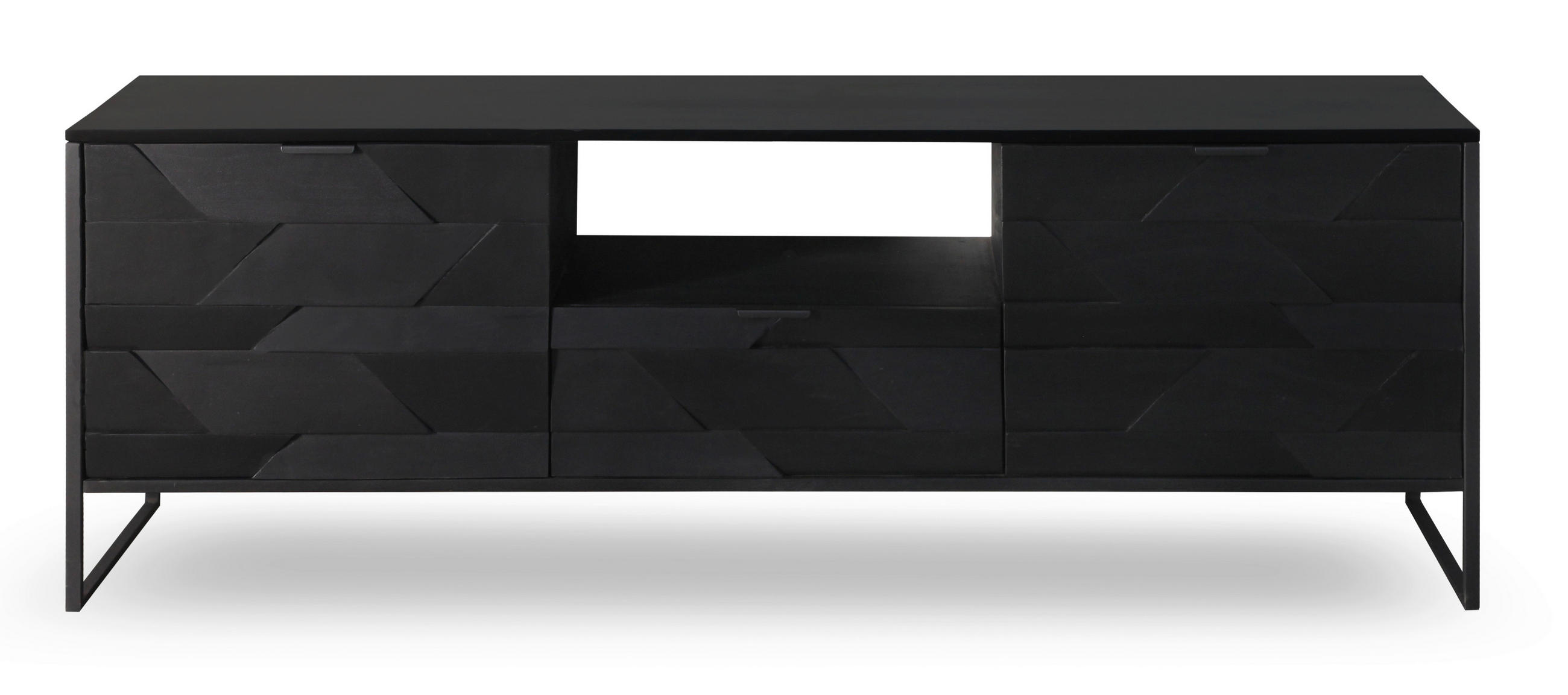 LOWBOARD  in 175/60/40 cm  - Schwarz, Trend, Holz/Metall (175/60/40cm) - Ambia Home
