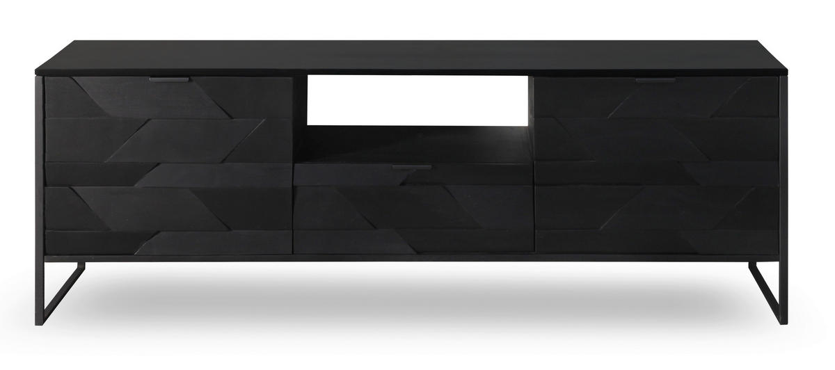 LOWBOARD  in 175/60/40 cm  - Schwarz, Trend, Holz/Metall (175/60/40cm) - Ambia Home