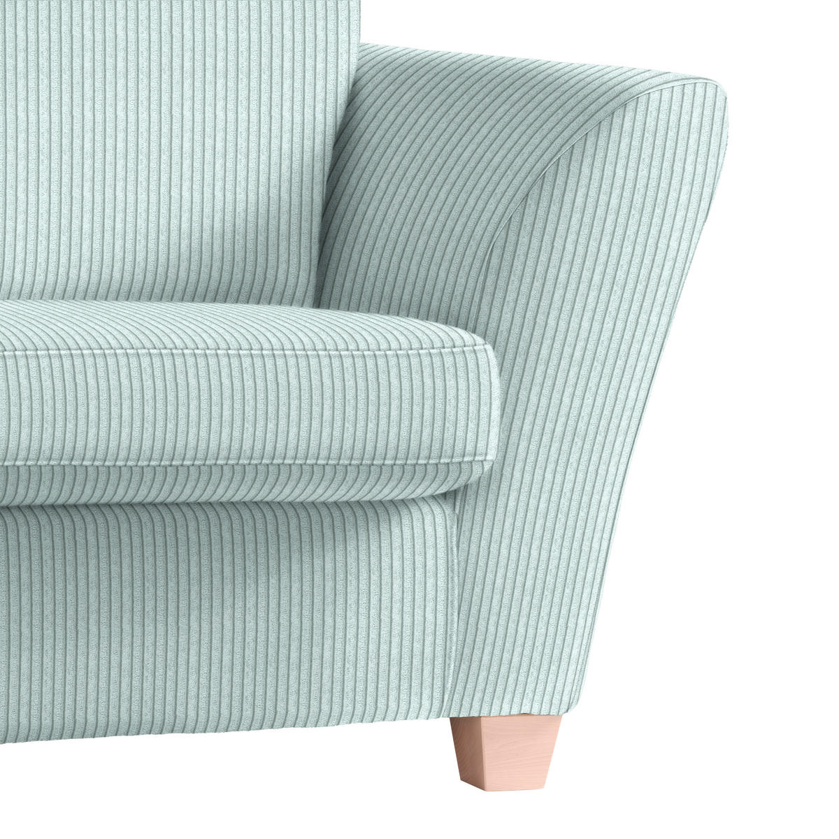 2-SITZER-SOFA in Cord Hellblau  - Naturfarben/Hellblau, Holz/Textil (190/70-85/95cm) - MID.YOU