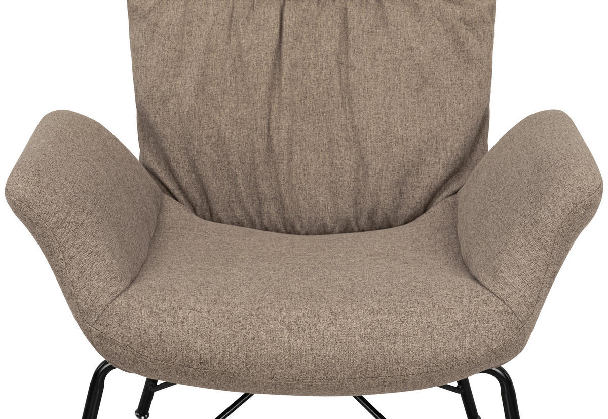 OHRENSESSEL Webstoff Braun  - Schwarz/Braun, Design, Textil/Metall (76/108/80cm) - MID.YOU