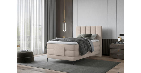 BOXSPRINGBETT 100/200 cm  in Sandfarben  - Sandfarben/Schwarz, Natur, Textil/Metall (100/200cm) - Esposa