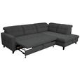 ECKSOFA in Webstoff Dunkelgrau  297/216 cm  - Dunkelgrau/Schwarz, Design, Holz/Textil (297/216cm) - Xora