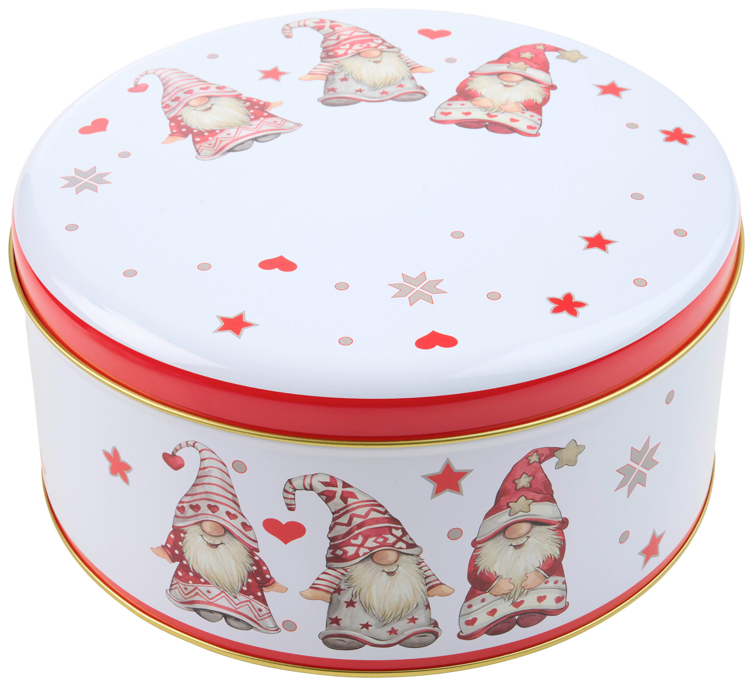 KEKSZESDOBOZ  2,9 l  - piros/fehér, Basics, fém (19,7/9,6cm) - X-Mas
