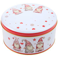 KEKSZESDOBOZ  2,9 l  - piros/fehér, Basics, fém (19,7/9,6cm) - X-Mas