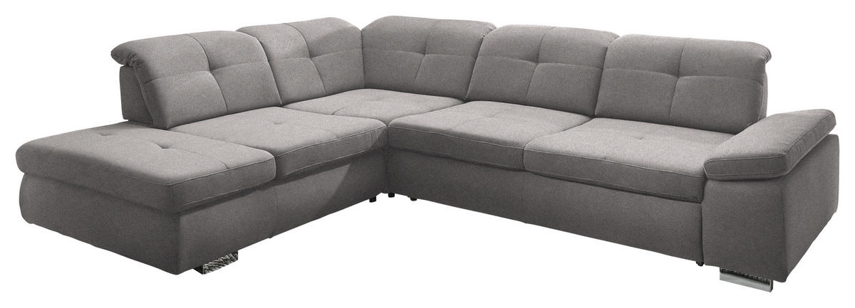 ECKSOFA  in Mikrofaser Hellgrau  260/312 cm  - Chromfarben/Hellgrau, Design, Textil/Metall (260/312cm) - Beldomo Style