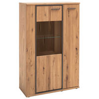HIGHBOARD Anthrazit, Eichefarben  90/142/37 cm  - Eichefarben/Anthrazit, Konventionell, Glas/Holz (90/142/37cm) - Landscape