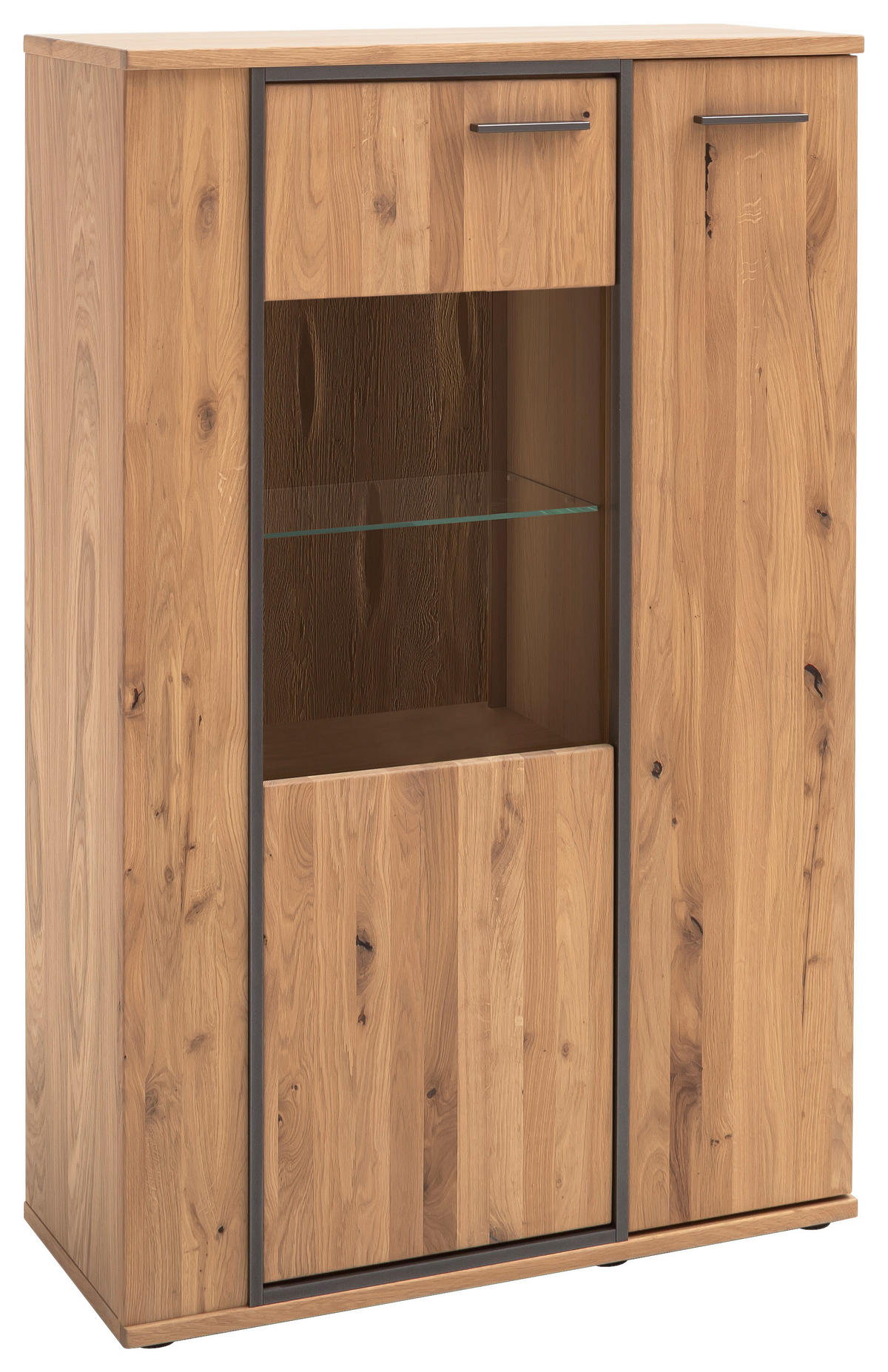 HIGHBOARD Anthrazit, Eichefarben  90/142/37 cm  - Eichefarben/Anthrazit, Konventionell, Glas/Holz (90/142/37cm) - Landscape