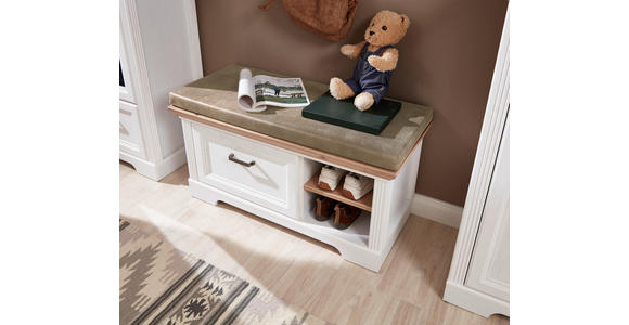 GARDEROBENBANK  in 93/49/41 cm  - Eichefarben/Beige, ROMANTIK / LANDHAUS, Textil/Metall (93/49/41cm) - Landscape