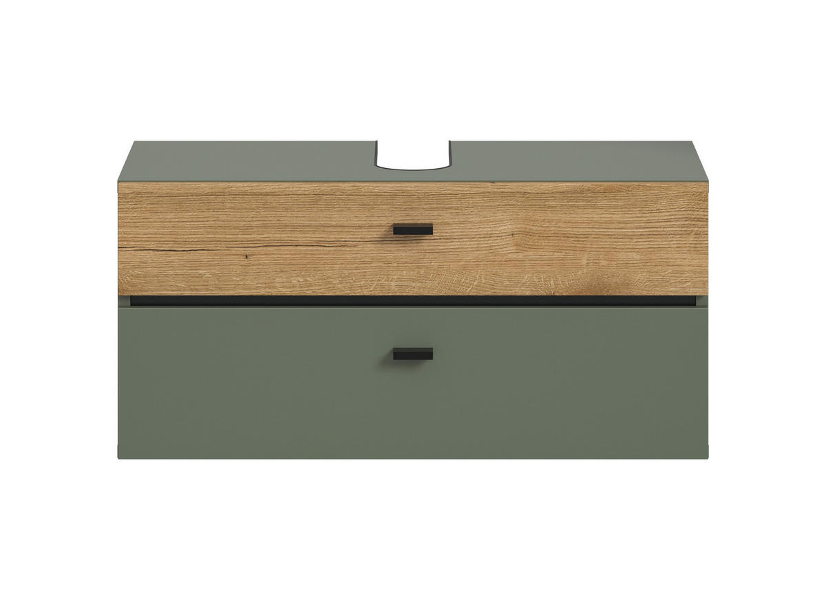 WASCHBECKENUNTERSCHRANK 75/35/35 cm  - Eichefarben/Schwarz, Trend, Holzwerkstoff/Kunststoff (75/35/35cm) - MID.YOU