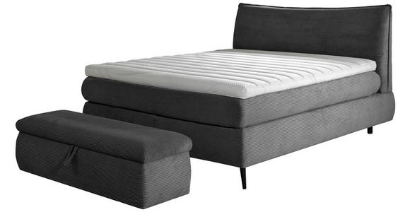 BOXSPRINGBETT 160/200 cm,  in Schwarz, gepolstertes Kopfteil, Topper, Matratzen, H3 + H4 = fest + sehr fest  - Schwarz, Trend, Holz/Textil (160/200cm) - Esposa
