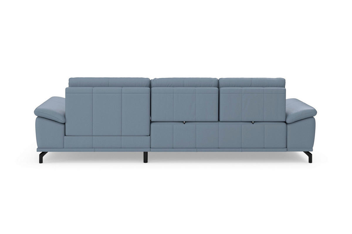 ROHOVÁ SEDAČKA, kůže, šedomodrá - šedomodrá/černá, Basics, kov/kůže (301/176cm) - Sit & More