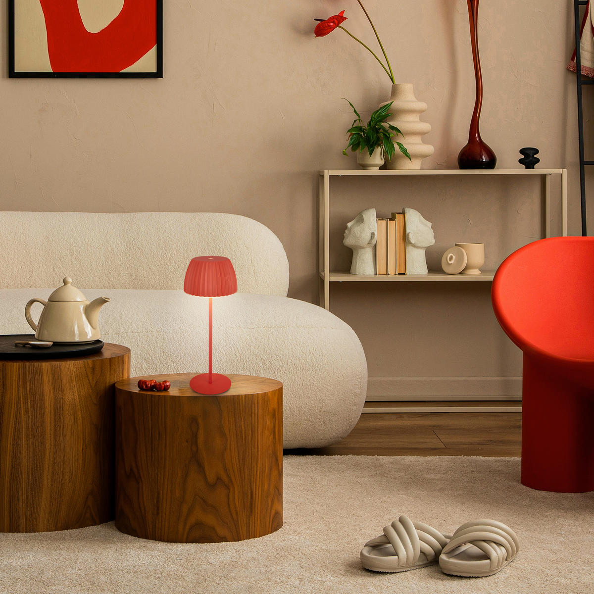 AKKU-TISCHLEUCHTE 14,5/36,5 cm  - Orange, Basics, Kunststoff/Metall (14,5/36,5cm)