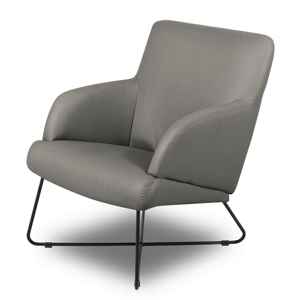 SESSEL in Lederlook Schieferfarben, Beige  - Schieferfarben/Beige, Design, Textil/Metall (67/87/74cm) - Livetastic