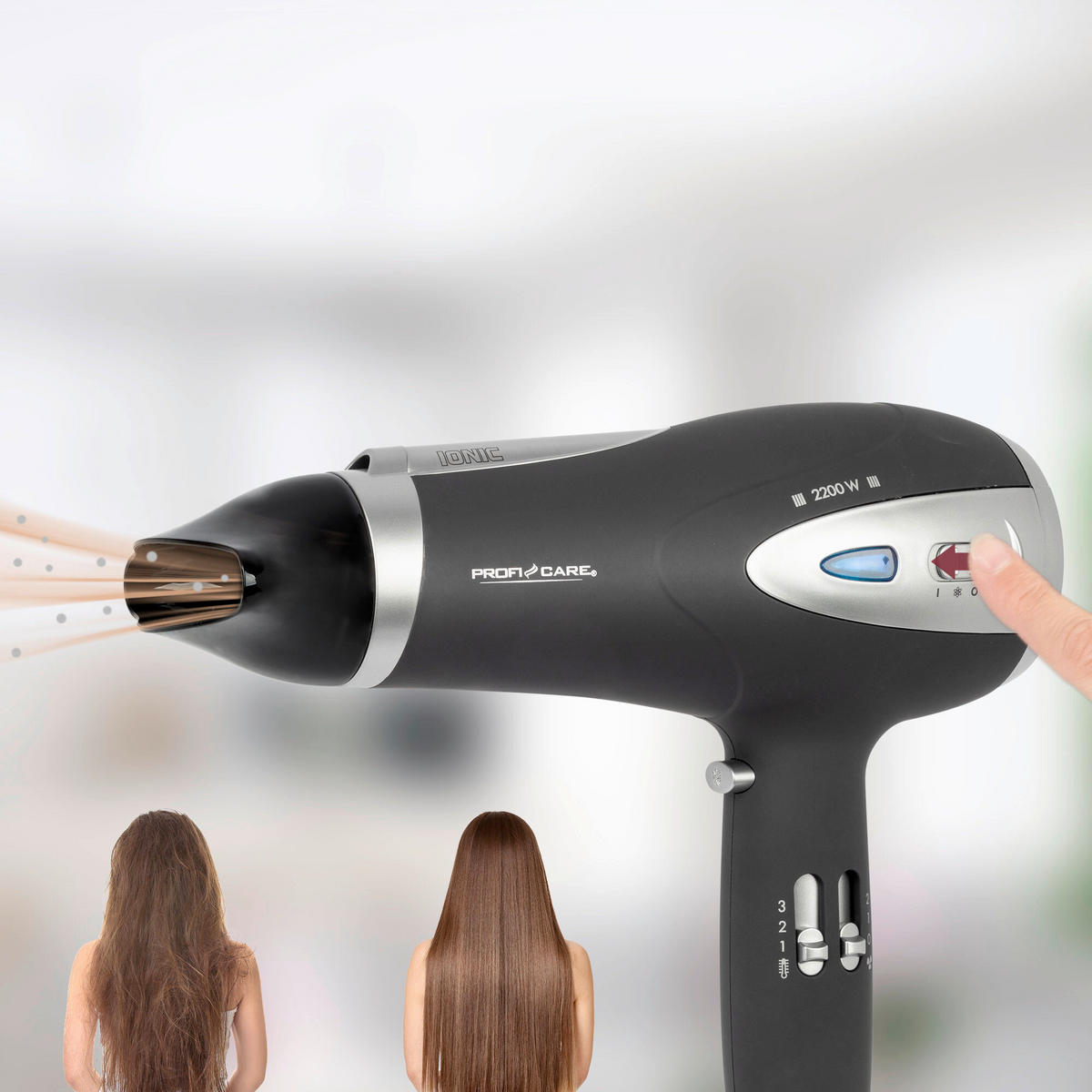 HAARTROCKNER  - Schwarz, Basics, Kunststoff (22/27/9,5cm) - Bomann