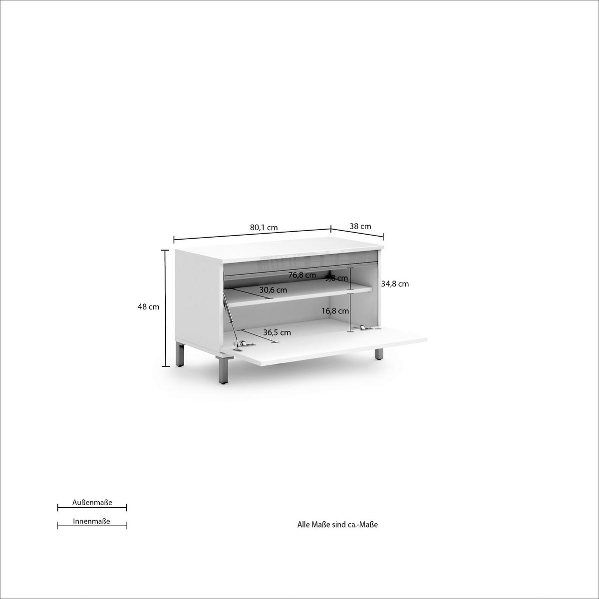 GARDEROBENBANK 80/48/38 cm  - Weiss/Anthrazit, Design, Holzwerkstoff/Kunststoff (80/48/38cm) - Xora