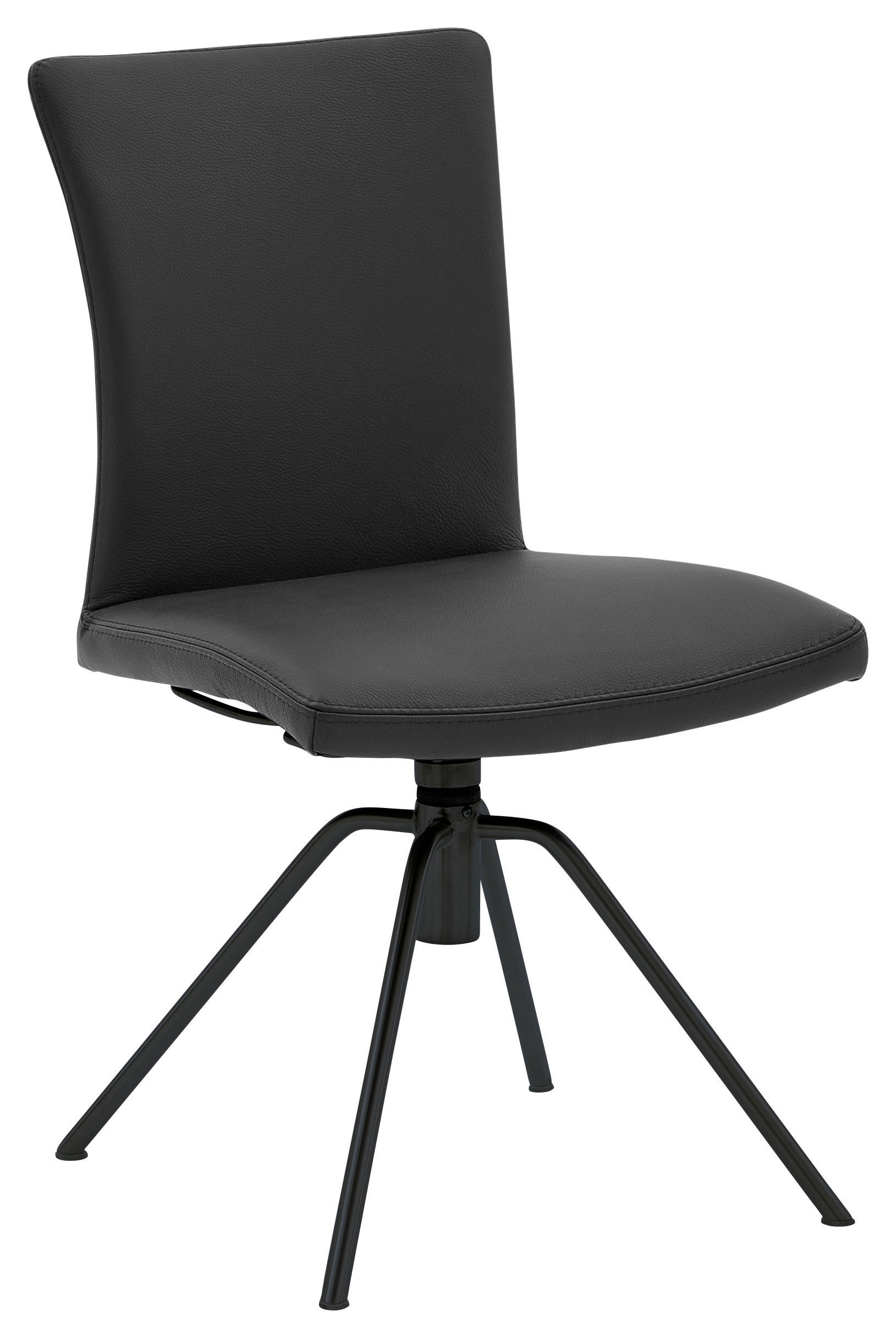 DREHSTUHL Schwarz  - Schwarz, Design, Leder/Metall (52/91/58cm) - Musterring