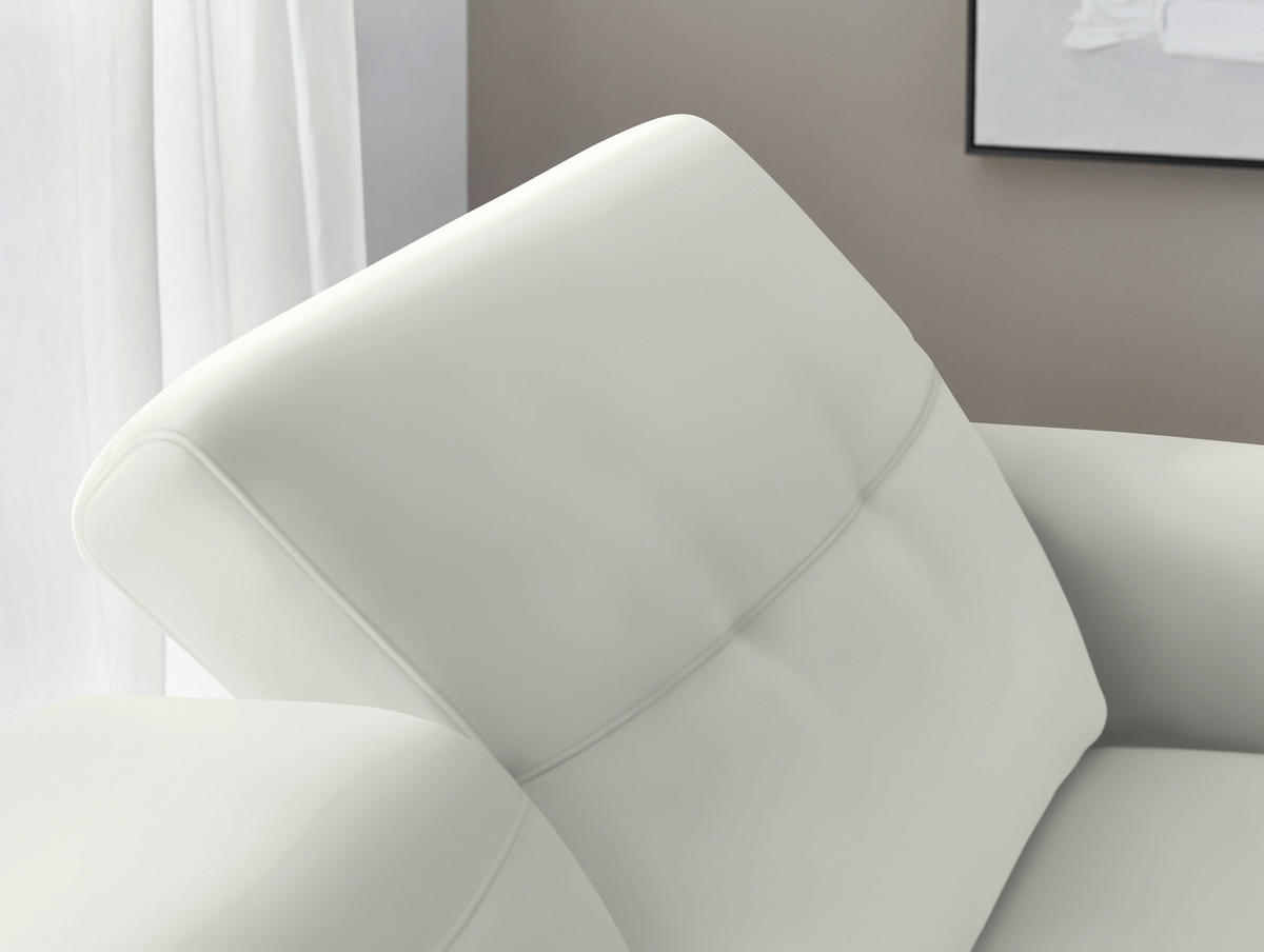 ECKSOFA in Echtleder Weiss  - Weiss/Eichefarben, Design, Leder/Holz (305/163cm) - Novel