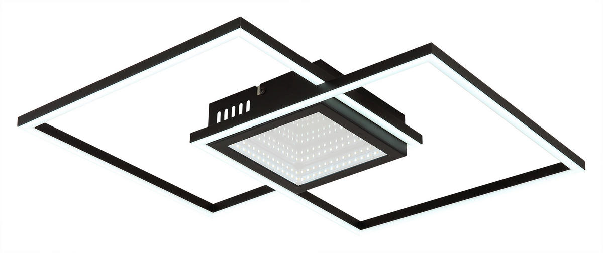 STROPNÍ LED SVÍTIDLO, 42,6/42,6/5 cm - černá/opál, Design, kov/plast (42,6/42,6/5cm) - Globo