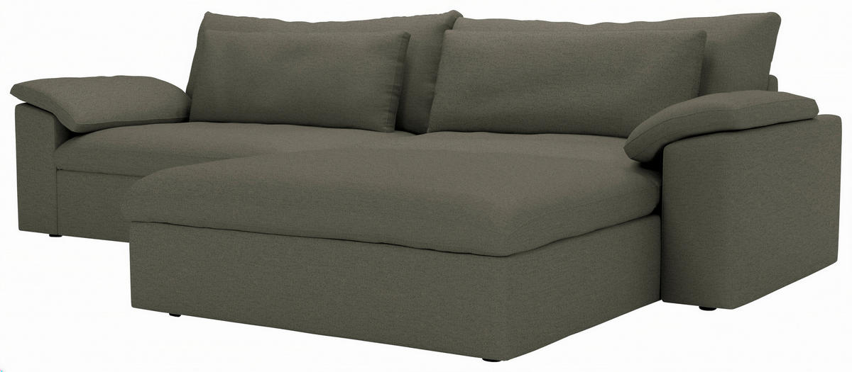 ECKSOFA Flachgewebe Grau  - Schwarz/Grau, Modern, Kunststoff/Textil (306/198cm) - Carryhome