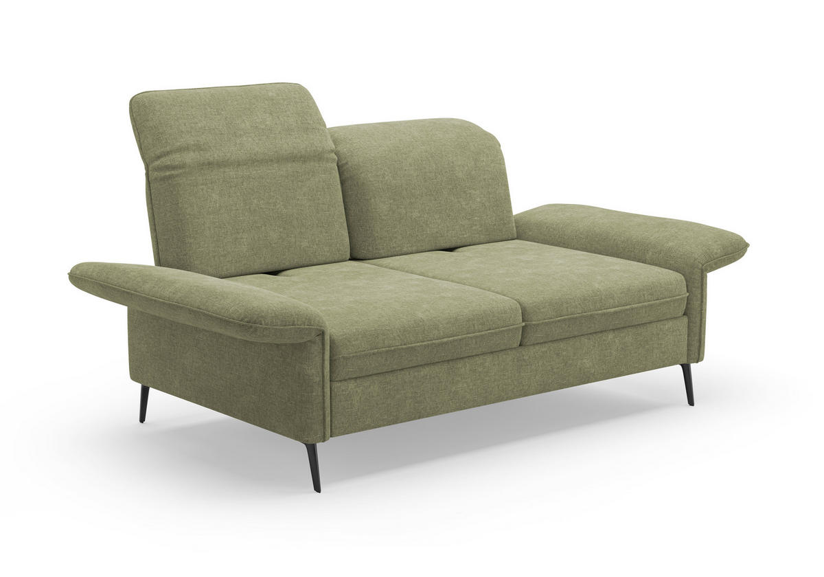 3-SITZER-SOFA in Flachgewebe Hellgrün  - Schwarz/Hellgrün, Konventionell, Textil/Metall (199/92/123cm) - Sit & More
