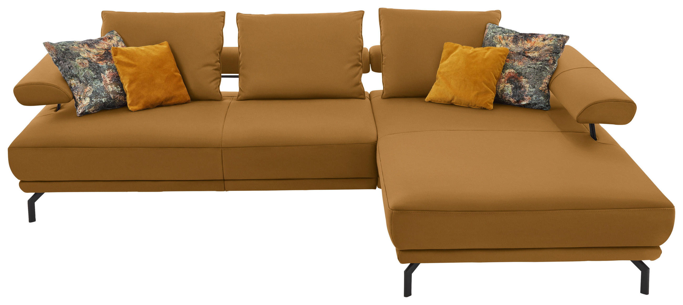 ECKSOFA in Echtleder Gelb  - Gelb/Schwarz, Design, Leder/Metall (305/224cm) - Dieter Knoll