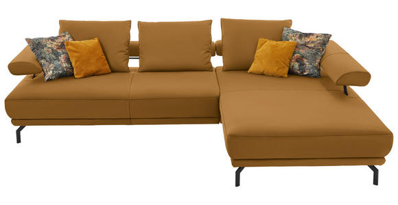 ECKSOFA in Echtleder Gelb 305/224 cm - Gelb/Schwarz, Design, Leder/Metall (305/224cm) - Dieter Knoll