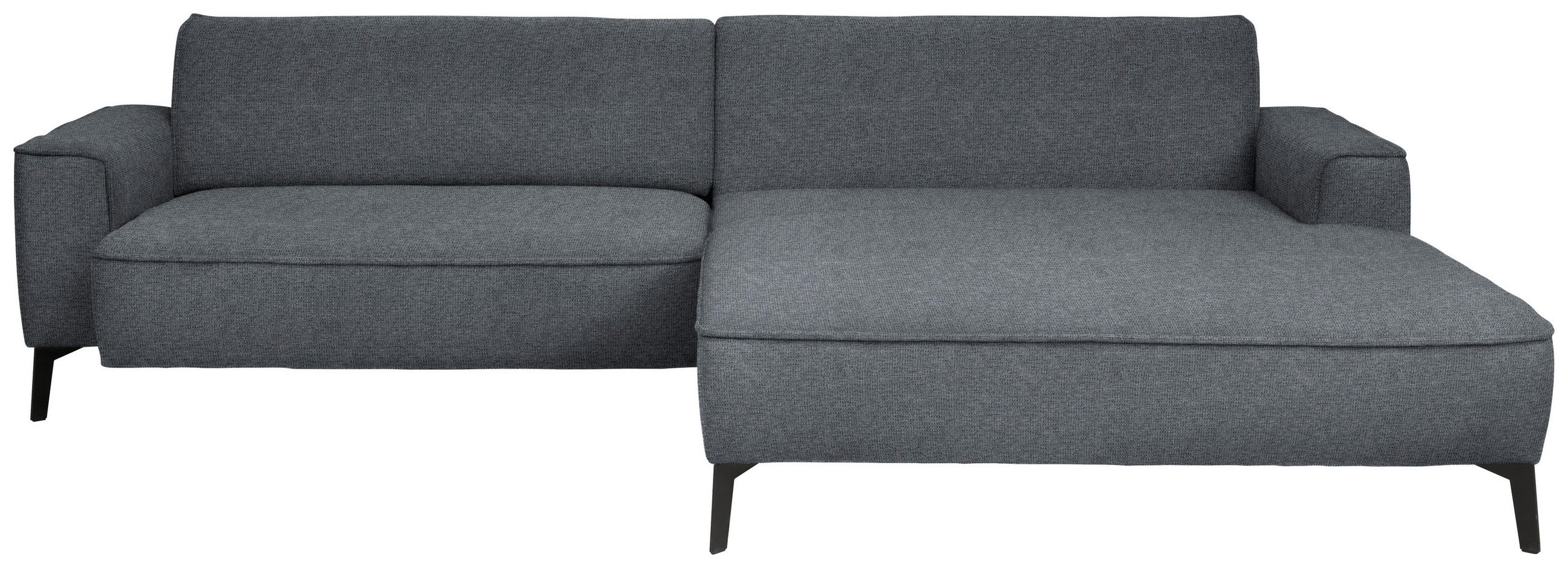 ECKSOFA in Flachgewebe Dunkelgrau  - Dunkelgrau/Schwarz, Design, Textil/Metall (285/190cm) - Johann Jakob