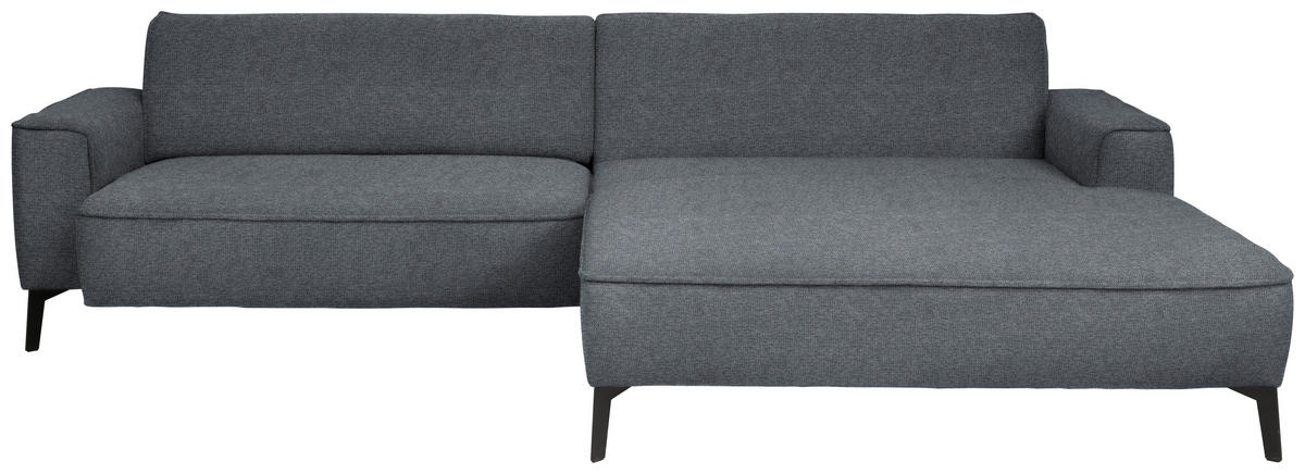 ECKSOFA in Flachgewebe Dunkelgrau  285/190 cm  - Dunkelgrau/Schwarz, Design, Textil/Metall (285/190cm) - Johann Jakob