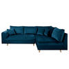 ECKSOFA Ariella in Samt Blau  231/161 cm  - Blau/Naturfarben, Design, Holz/Textil (231/161cm) - Livetastic