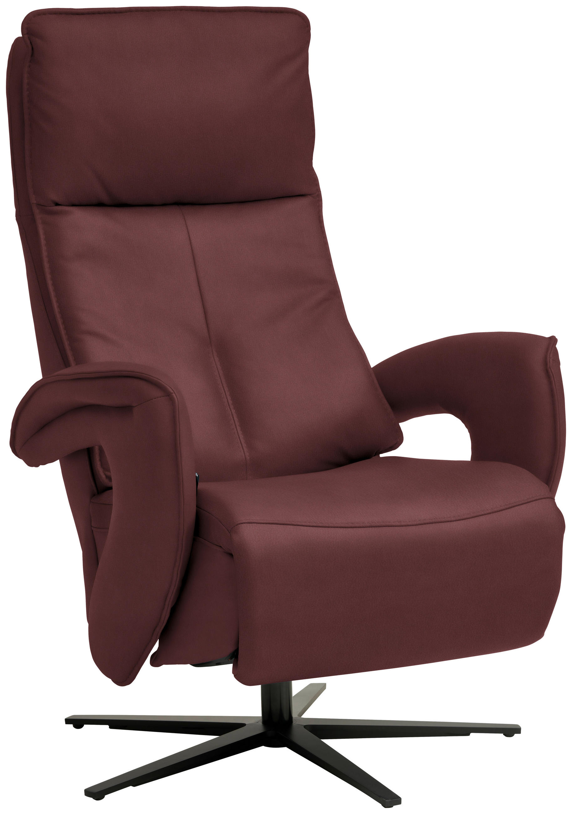 RELAXSESSEL in Leder Beere  - Beere/Schwarz, Design, Leder/Metall (77/119/87cm) - Valdera