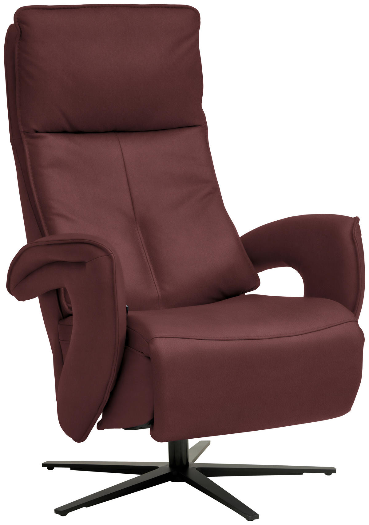 RELAXSESSEL in Leder Beere  - Beere/Schwarz, Design, Leder/Metall (77/119/87cm) - Valdera