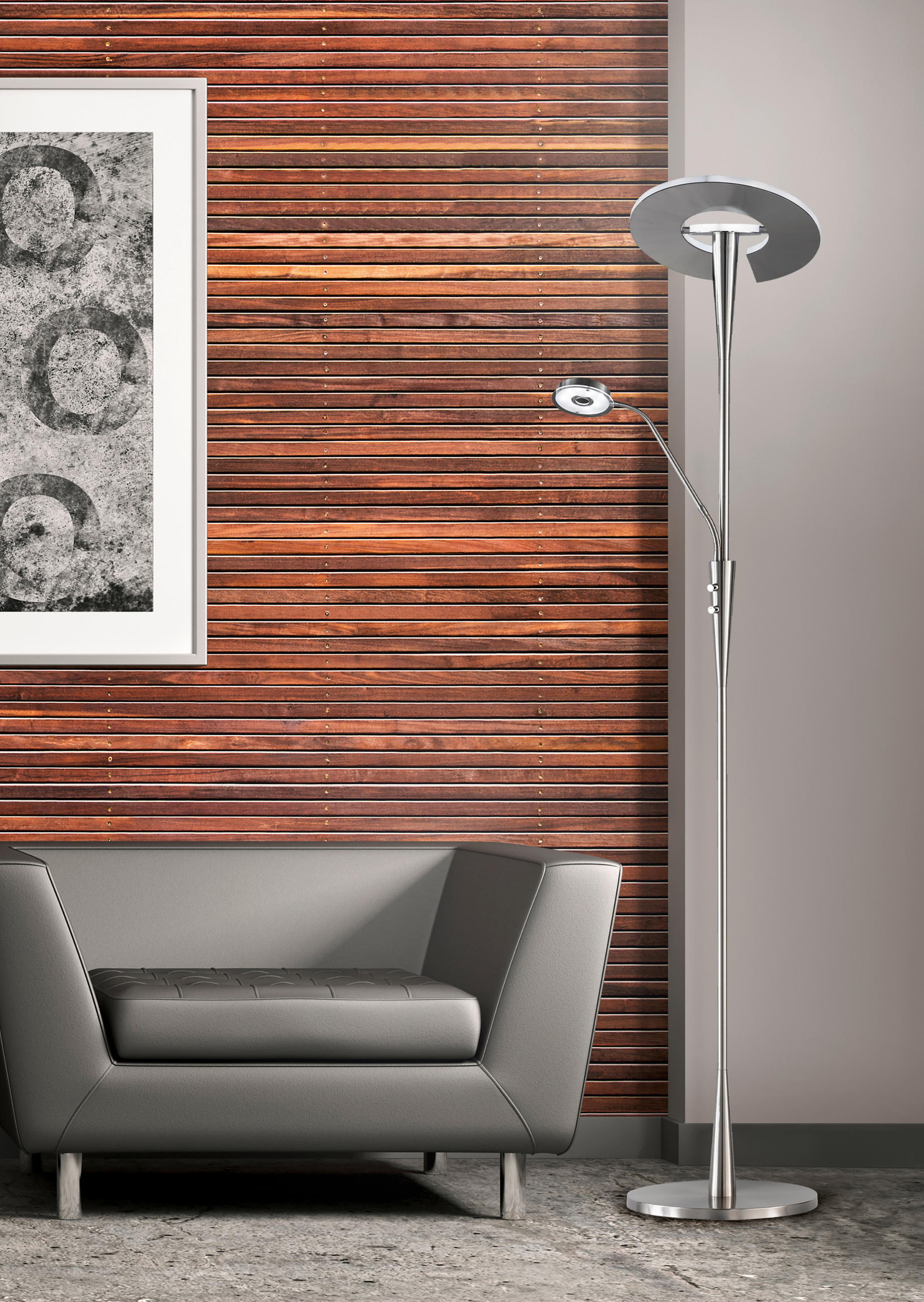 LED-GOLVLAMPA Quebec 50/180 cm    - vit/nickelfärgad, Basics, metall/plast (50/180cm) - Trio Leuchten