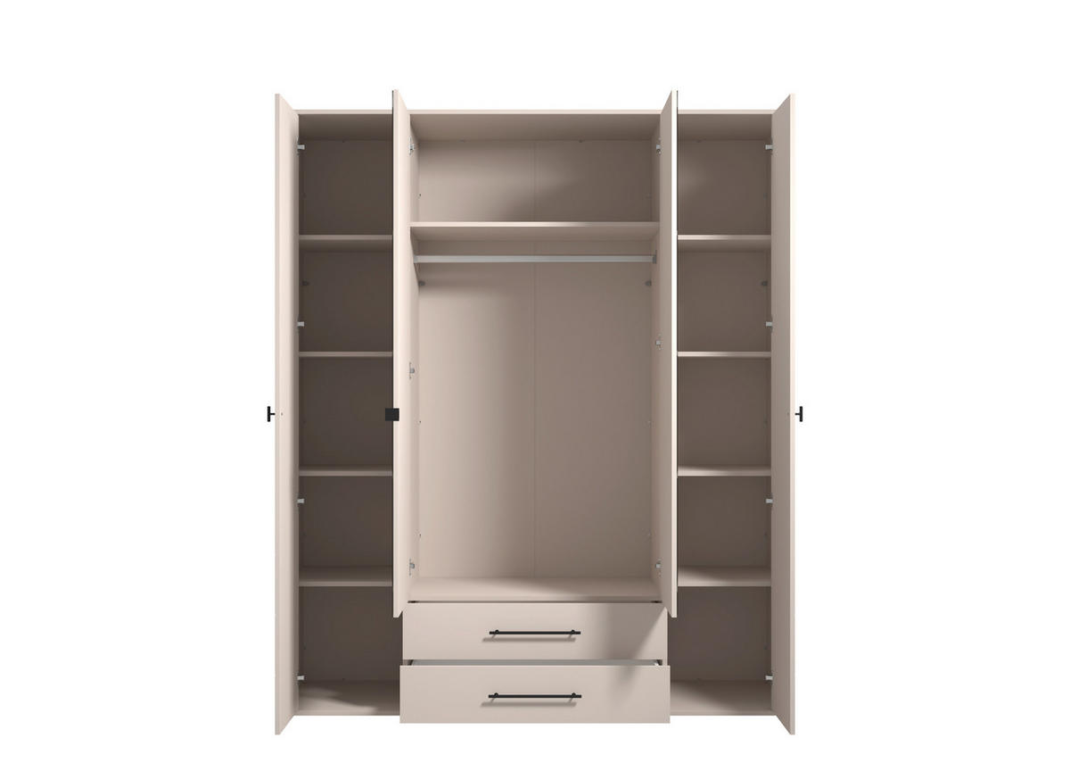 NYÍLÓAJTÓS SZEKRÉNY kasmír  - fekete/kasmír, Basics, műanyag/faalapú anyag (180/211/57cm) - Carryhome