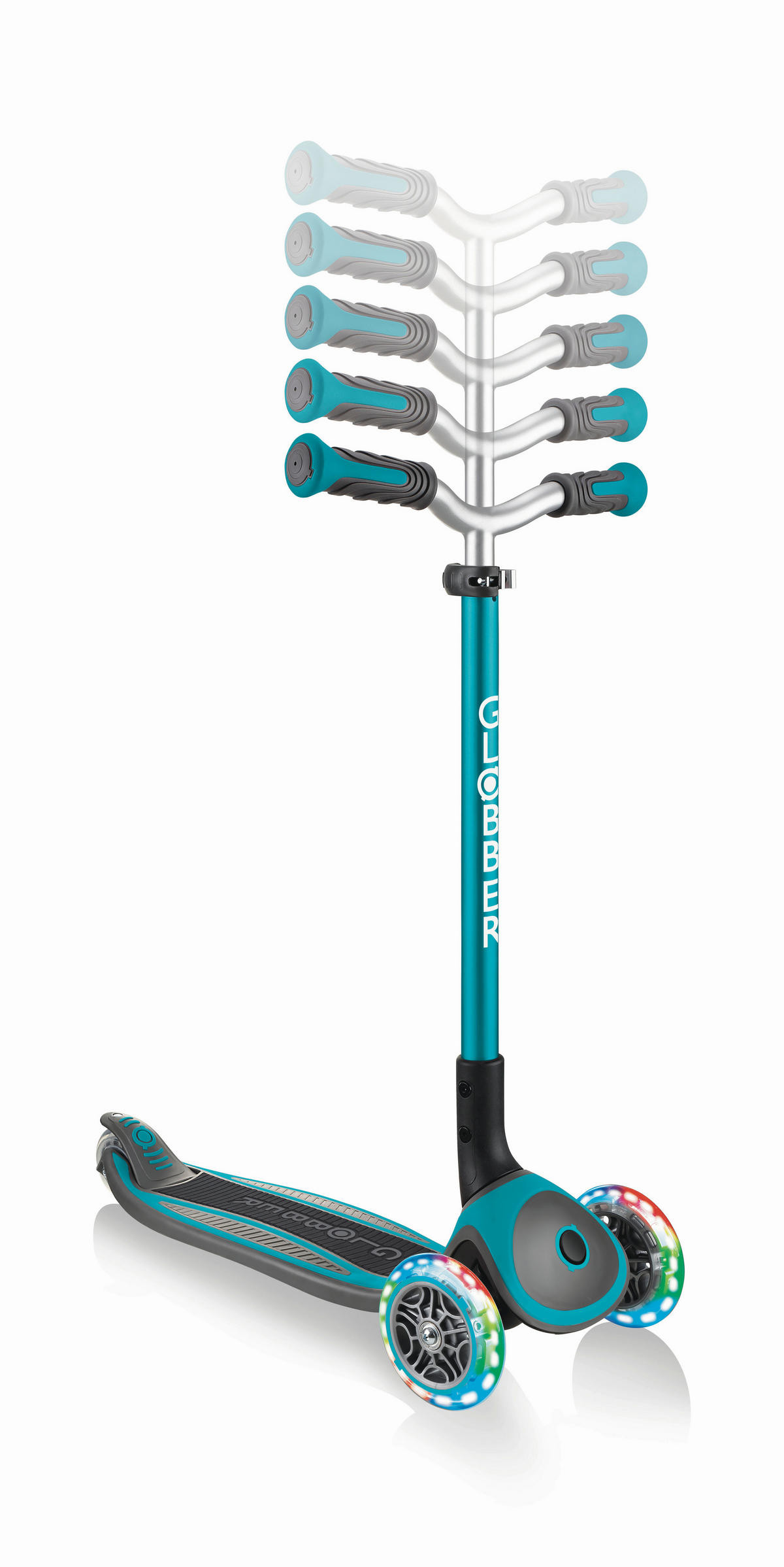 KINDERSCOOTER 662 Globber Master Lights  - Türkis/Schwarz, Basics, Kunststoff (61/94/37cm) - GLOBBER