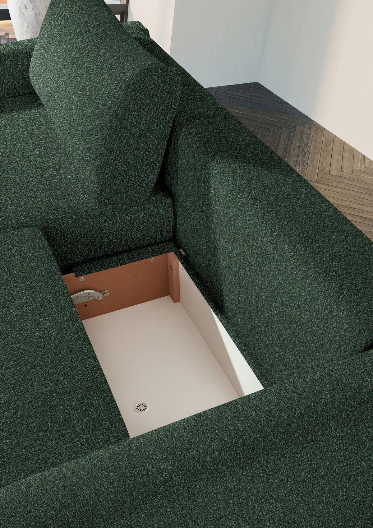 2,5-SITZER  in Flachgewebe Olivgrün  - Schwarz/Olivgrün, Design, Kunststoff/Textil (240/70/125cm) - Xora