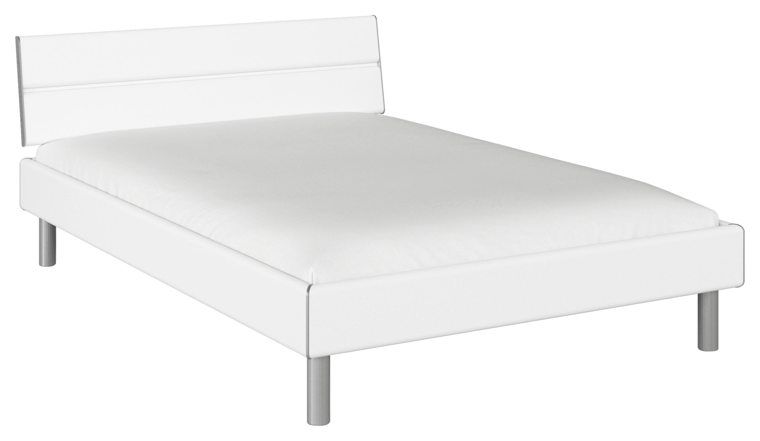 BETT 140/200 cm  in Weiss   - Weiss/Alufarben, Design, Holzwerkstoff/Metall (140/200cm) - Carryhome